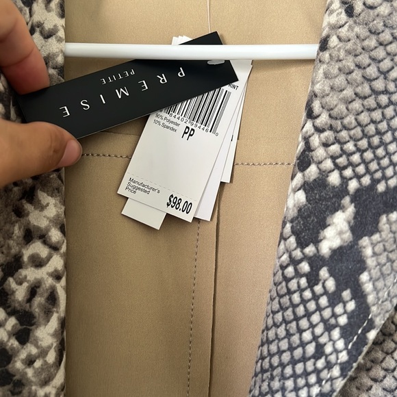 Premise petite suede animal snakeskin print, blazer long jacket. New with tags - Picture 3 of 5